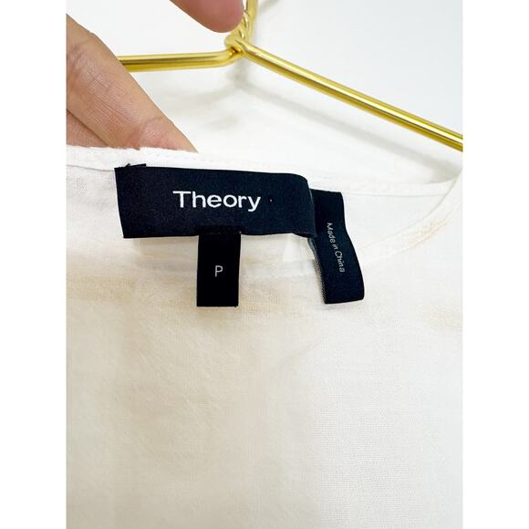 Theory Button Back Shirt Size XS Airy Cotton Lightweight Split Back Quiet Luxury - Picture 4 of 12
